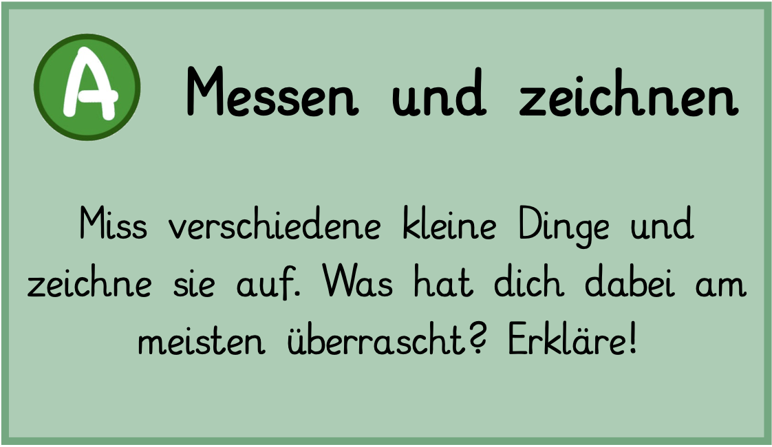 Miss verschiedene kleine Dinge und zeichne sie auf. Was hat dich dabei am meisten überrascht? Erkläre!